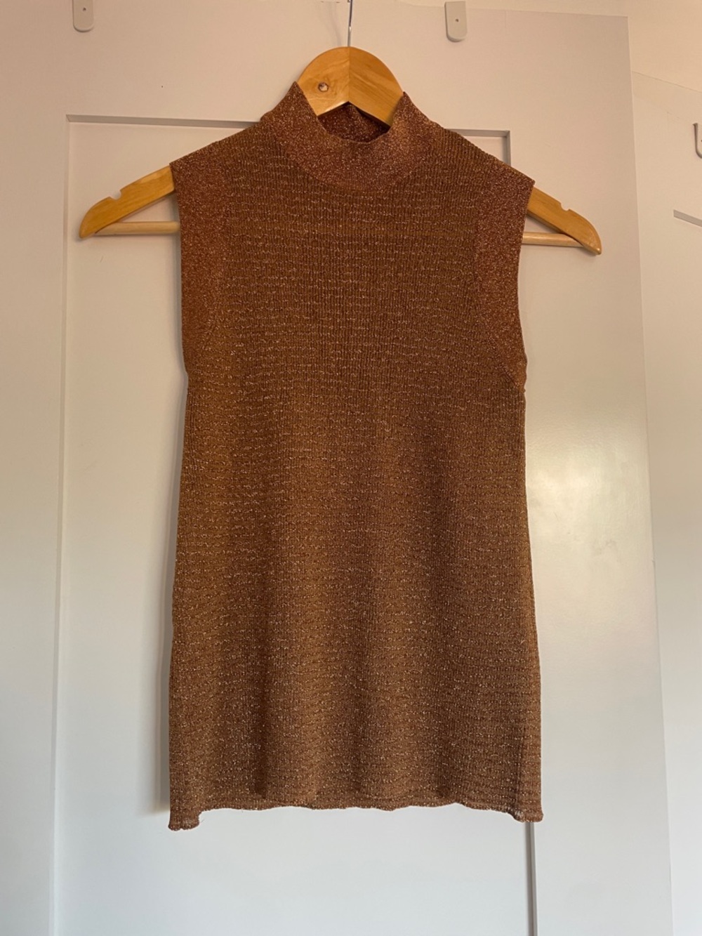rag & bone Metallic Bronze Sleeveless Knit Top
